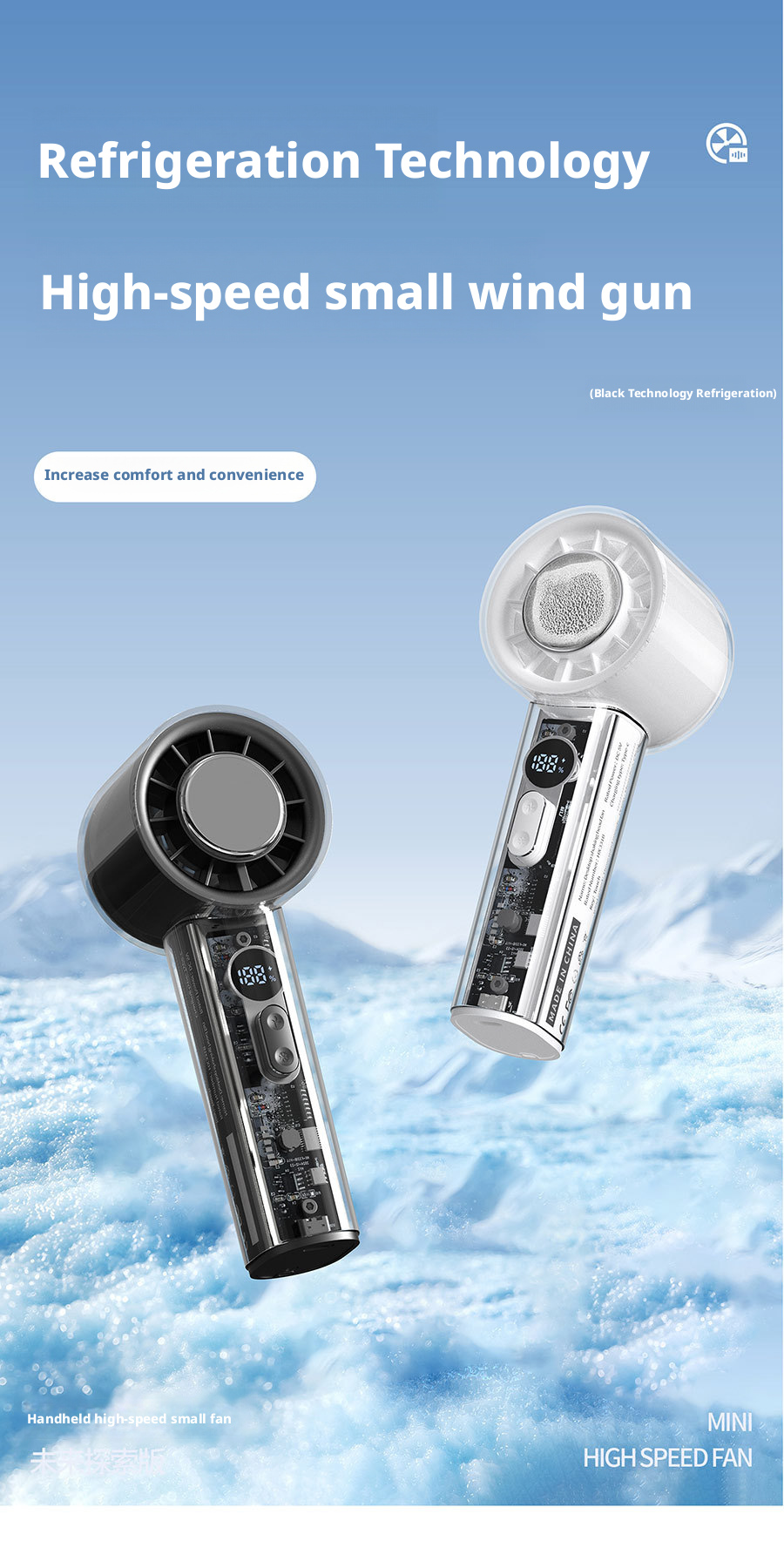 Customized 3000mAh Mini Battery Operated Fan Handheld Digital Display Personal Cooling