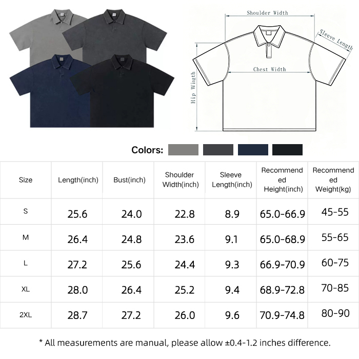 Short Sleeve Men's Custom Polo Shirts Snowflake Wash Retro Polo Shirt 280GSM