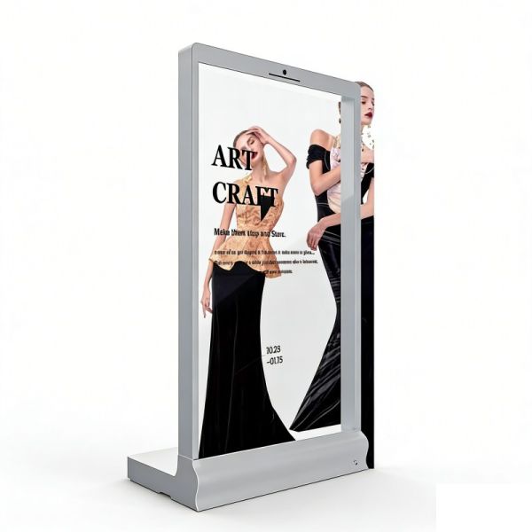 77 Inch Standing Floor Touch Screen OLED Transparent Display Unit for Large Exhibition and Brand Showcase