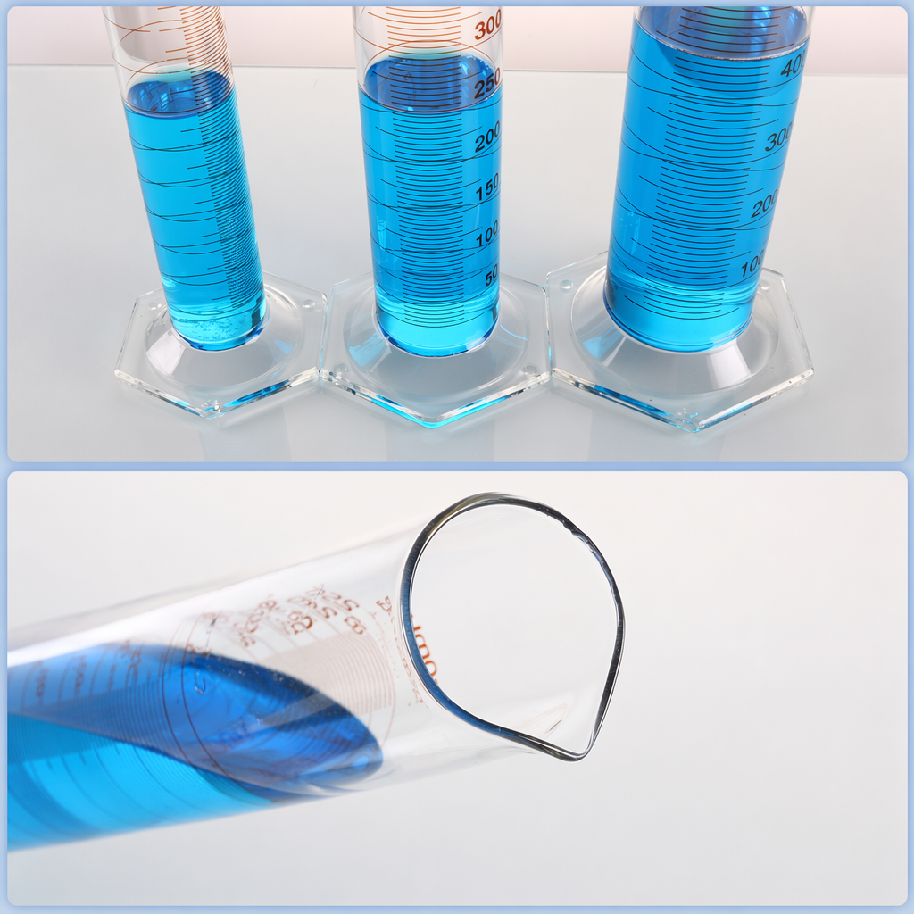 Factory  High-borosilicate Glass Measuring Bottle Clear 100mL 250mL 500mL Thickened Hexagonal-base Glass Cylinder