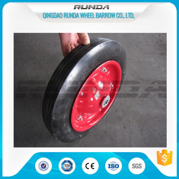 Durable Solid Rubber Wheels Powder Coated Rim 16mm Inner Hole For Wagon Carts