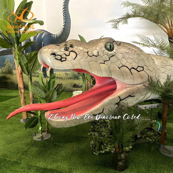 Modelo realista de serpiente animatrónica para parques temáticos gris impermeable