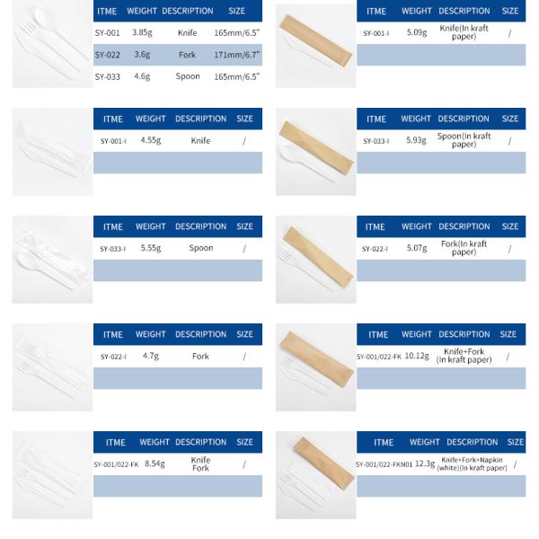 CPLA Material Eco Friendly Cutlery Set Disposable Biodegradable