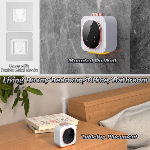 Wall Mounted Battery Powered Smart Pure Waterless Aroma Scent Essential Oil Diffuser Nano Mist Scent Machine With Night Light