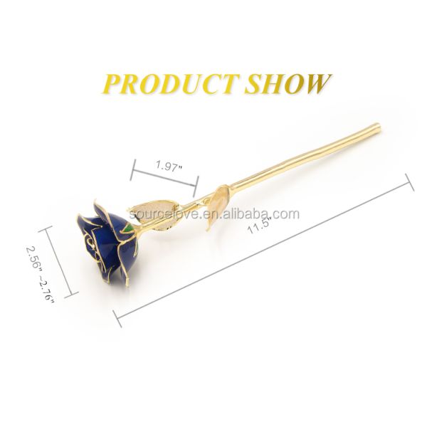 Gold Plated Rose with Gold Leaf Flower Girlfriend Gift 24k Gold Plated Natural Rose for Valentine's , Mother's Day Gifts