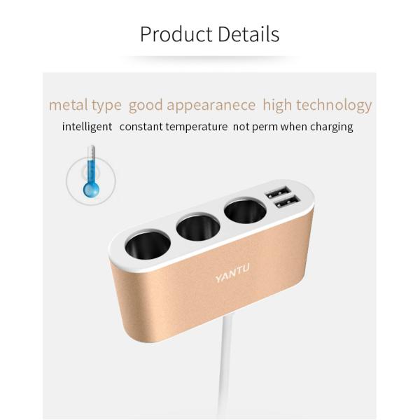 Metal Wired Dual USB C Fast Car Charger with Voltage Monitoring and Charging Function