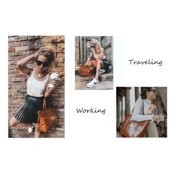 15.6 Inch Laptop Leather Tote Bag For Women PU Polyester Material