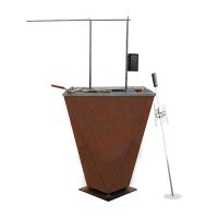 Europa Grill externo removível de aço corten com porta de frango giratório