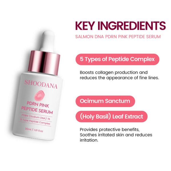 Label privé soins de la peau biologiques blanchiment du visage anti-âge sérum de vitamine C pour le visage avec Pdrn peptide rose