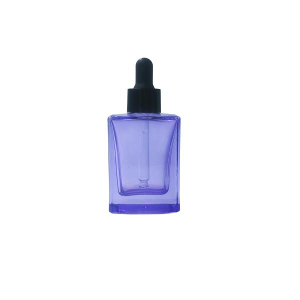 Botella de suero para ojos de vidrio cuadrado de 30 ml personalizable con gotero para suero cosmético - reciclable