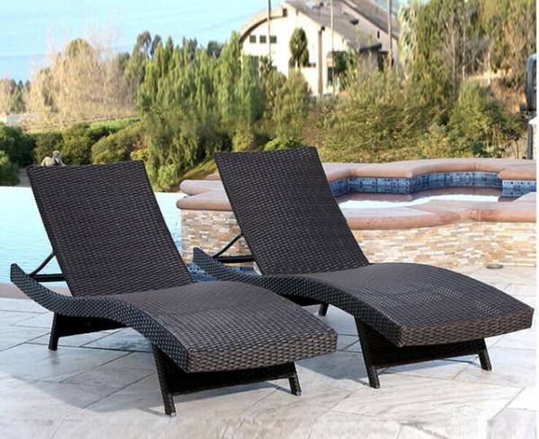 Aluminium PE Rattan beach chair All weather Outdoor Garden Patio leisure Lounge chaise chair
