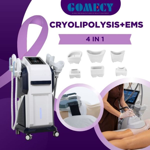 360 Degreee Reddish Less Fat Cooling Cryolipolysis 7 Tesla HI-EMT Muscle Stimulation Body Contouring Machine