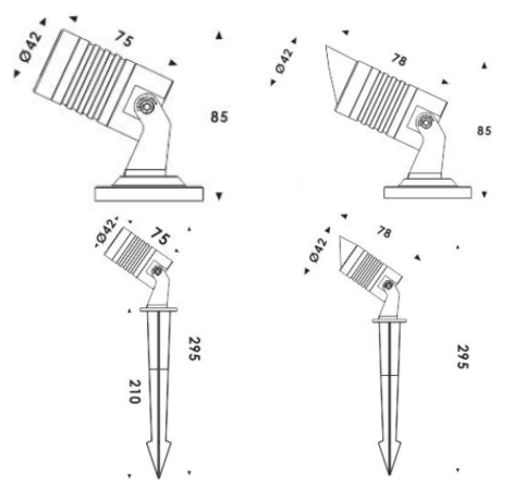 Projecteur léger directionnel en aluminium enduit de jardin de poudre avec la transitoire et la base d'ABS