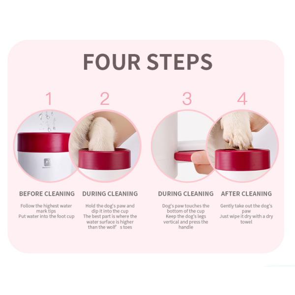 Lavadora de pies de perro rosa limpiadora de patas de cachorro de silicona limpiadora automática de patas de perro