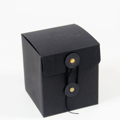 Custom Black Paperboard Box Embossed Logo For Candles With Eyelets And Ribbons