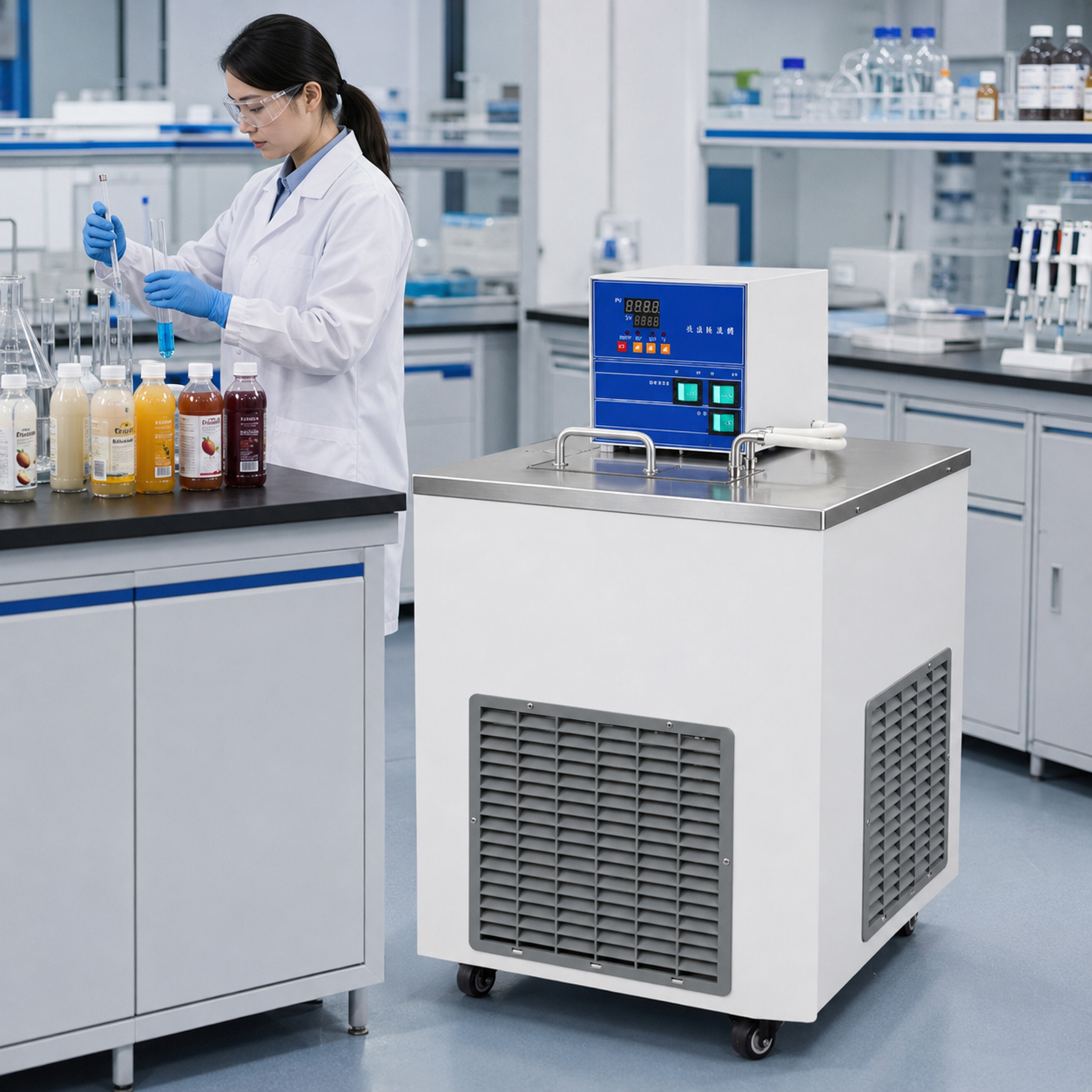 Heating Cooling Low Temp Water Bath Digital PID -5 to 99.9℃ Overheat Alarm for University Research Petroleum Chemical Equipment