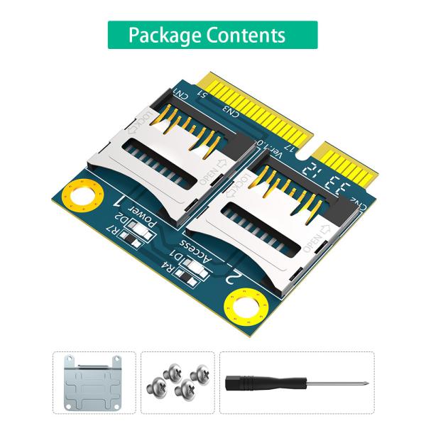 Двойная карта TF Micro SD для мини PCI-E Express с адаптером для чтения карт памяти Half Bracket