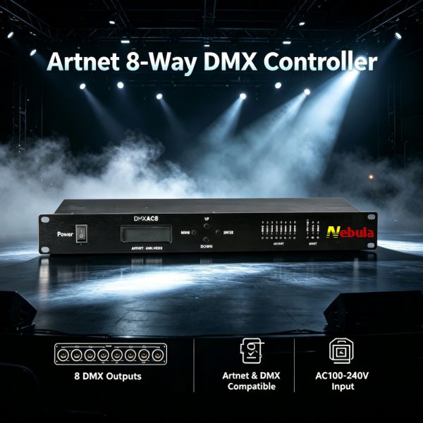 8-Port ArtNet Splitter & DMX Controller 8-Way Professional Lighting Signal Amplifier