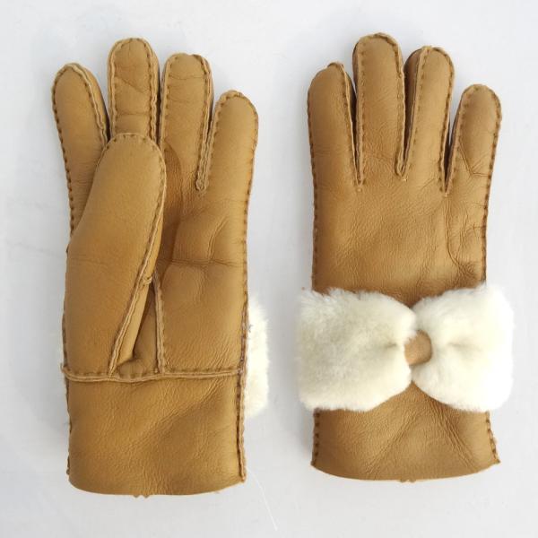 New collection Australia sheepskin lamb fur bowknot winter gloves leather keep warm