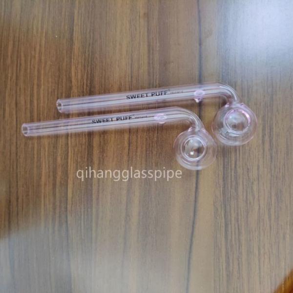 wholesale pink sweet puff glass pipe 12/14/15/16 cm for somking