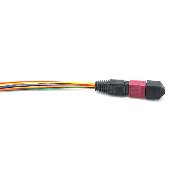 12 Fibers MPO Fanout Cable OM4 50/125 10G Hytrel Jacket ROHS Compliant