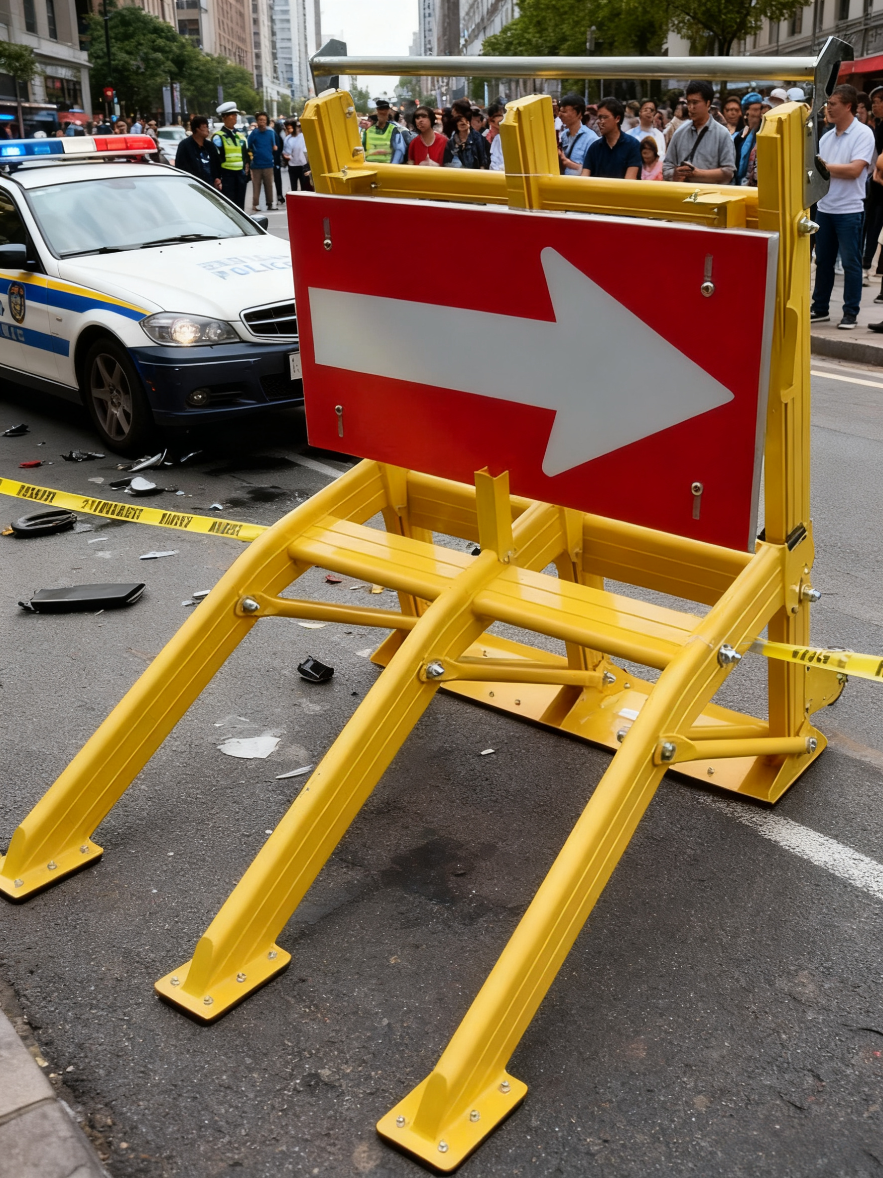 Lightweight 25kg Foldable Vehicle Security Barrier with Wheels for 8.7m Stopping Distance at 60km/h