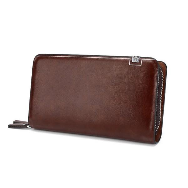 2016 Men's European and American big fashion leather high-capacity double zipper Men's Clutch