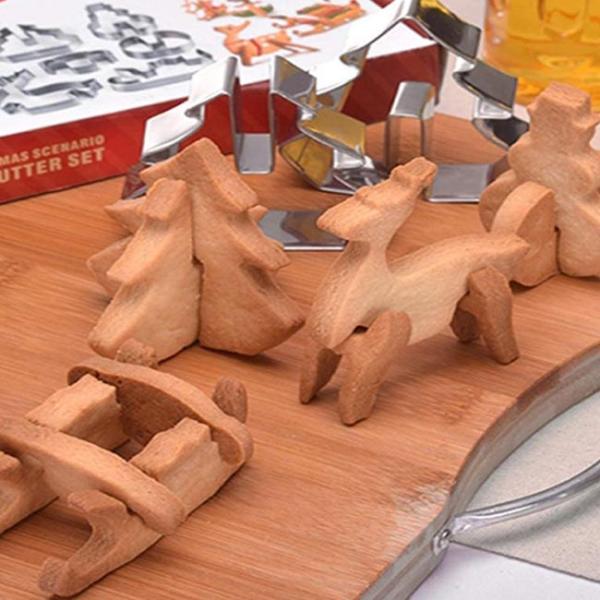 DIY Stainless Steel Christmas Series Cookie Cutter 3D Biscuit Mold  Set