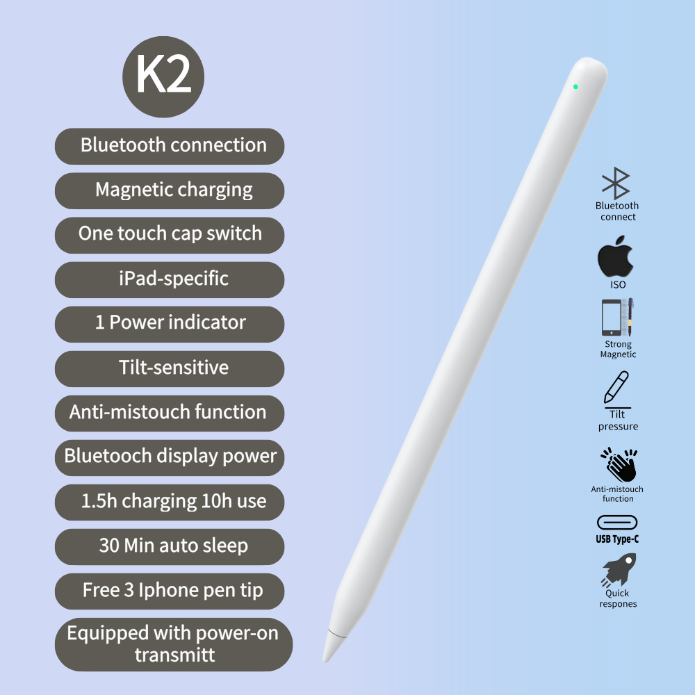 Magnetic Wireless Charging Stylus Touch Screen Palm Rejection Tilt Sensitive Stylus 166mm Replacement Drawing Nib for iPad