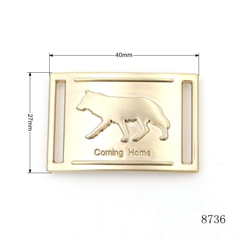 Brushed Gold Plating Bag Metal Logo Rectangle Tag Plate Custom Metal Embossed Logo Plate for Bag Strap
