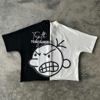 400 grammes épais Collier Broderie Drop Épaule surdimensionné T-shirt blanc découpé en boîte Hommes
