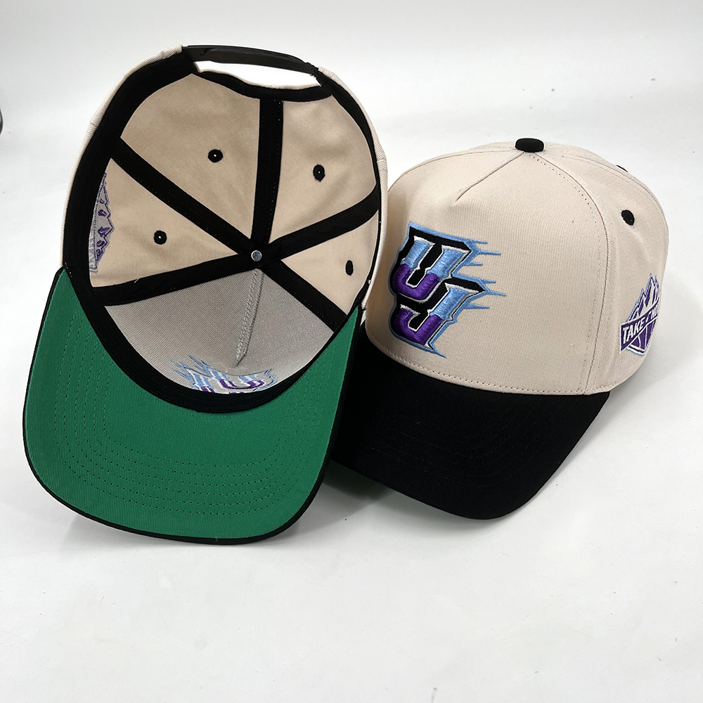 Personalized Baseball Caps Custom 5 Panel Cotton With 3D Embroidery Snap Back