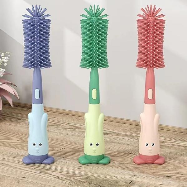Silicone Bottle Brush Baby Pacifier Brush Straw Brush Rotary Bottle Wash Brush Rinse Brush Cleaning Brush Set