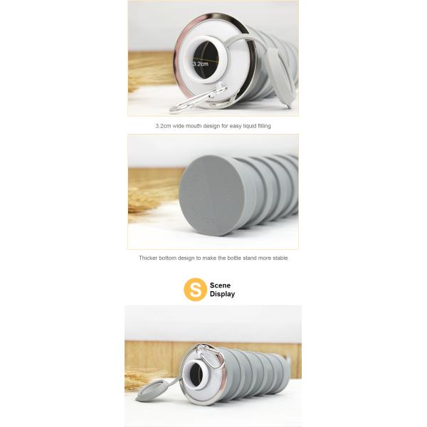 OEM ODM Available 500ML Silicone Foldable Water Bottle