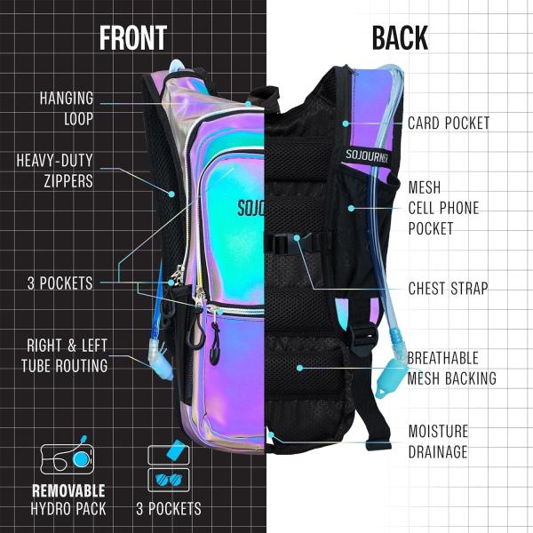 Sojourner Hydration Pack, Hydration Backpack - Water Backpack with 2l Hydration Bladder, Festival Essential - Rave