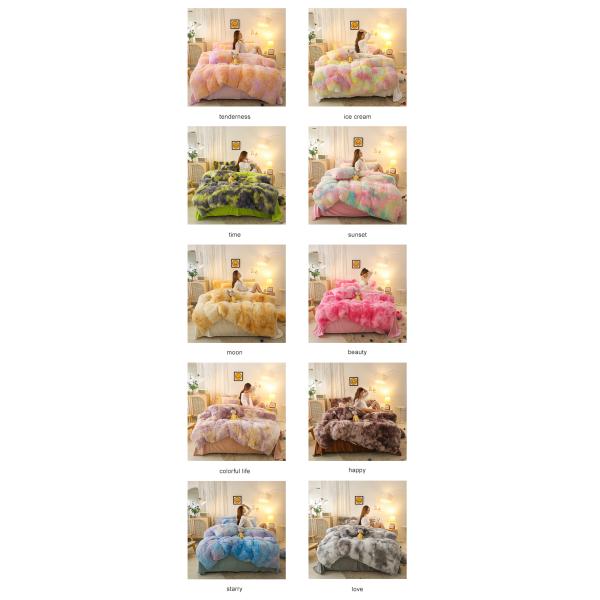 Fabric Density 173 * 118 Colored 4-Piece Mink Crystal Milk Rabbit Velvet Bedding Set