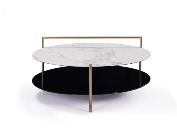 Modular Lux Round Marble Side Table ,  Ceramic Tray Style Coffee Table