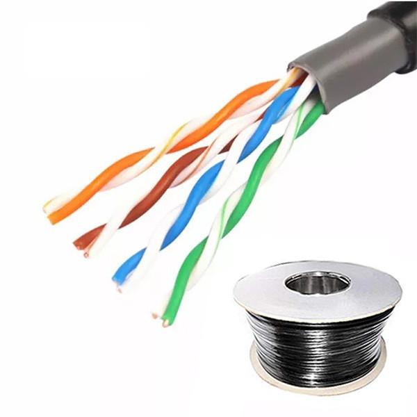 Outdoor UTP CAT5E Cable 24AWG Solid PE+PVC 500FT Black Outdoor Waterproof Cable