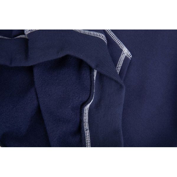 Polyester-blend fleece pullover hoodie with contrast stitching and bold graphic print