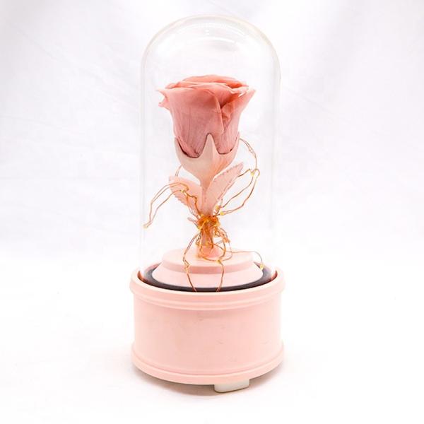 Customized Color Preserved Rose Glass Dome Bluetooth Speakers For Home Decoration
