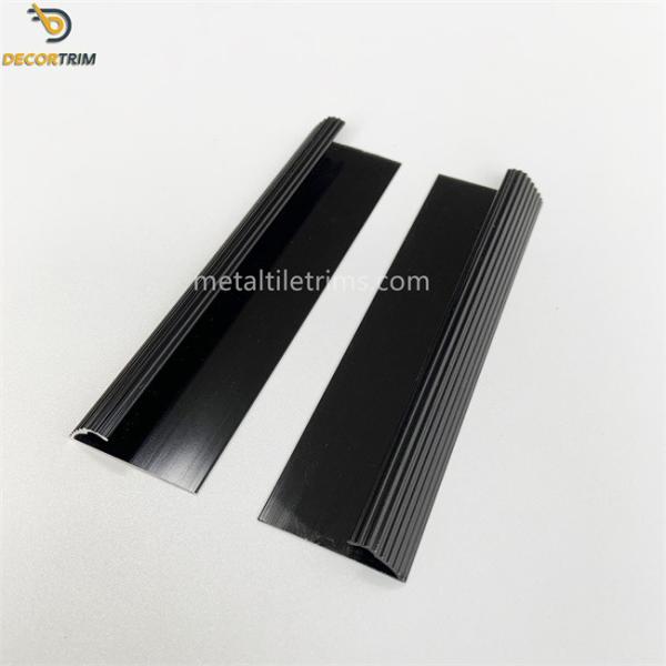 Decorative Aluminum Transition Strips For Carpet Shiny Black Fluted