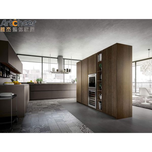 Modern Design HPL Laminated Finish Modular Kitchen Cabinets with 3 Years Warranty for Apartments