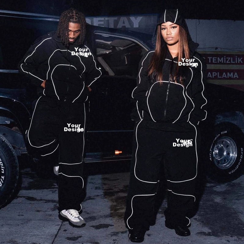 Custom OEM ODM Drawstring‑Trim Hooded Zip‑Up Cardigan, Loose Street Hip‑Hop Team Hoodie for Men & Women