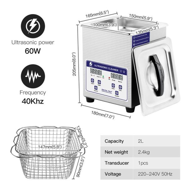 уборщик 80W зубоврачебного оборудования 220v 2L ультразвуковой с корзиной