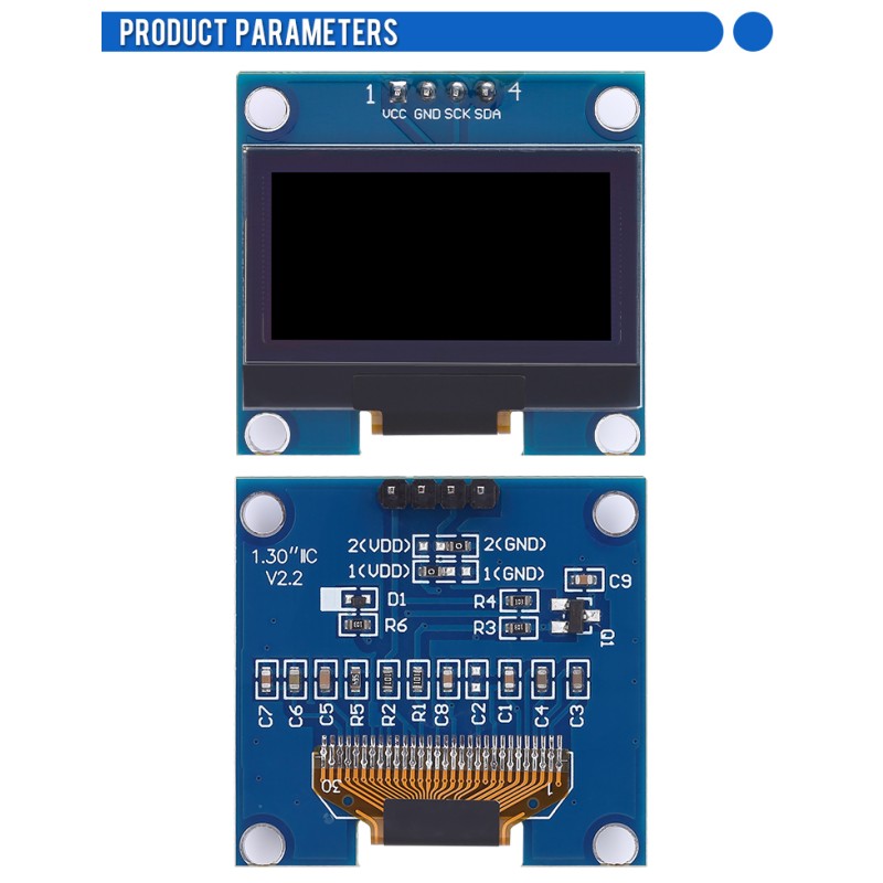 OLED1.3 Blue High-Definition Screen 4-PIN I2CIIC CommunICation Strip Pcb Board Ch1116 Compatible With Sh1106
