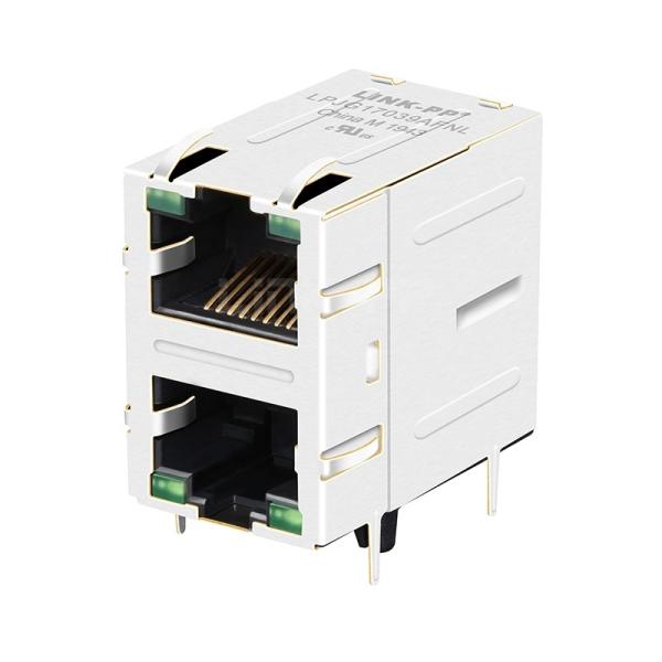 LPJG17039AFNL 1000 Base-T 2X1 Port RJ45 ジャック イーサネットコネクタ グリーン/グリーン LED