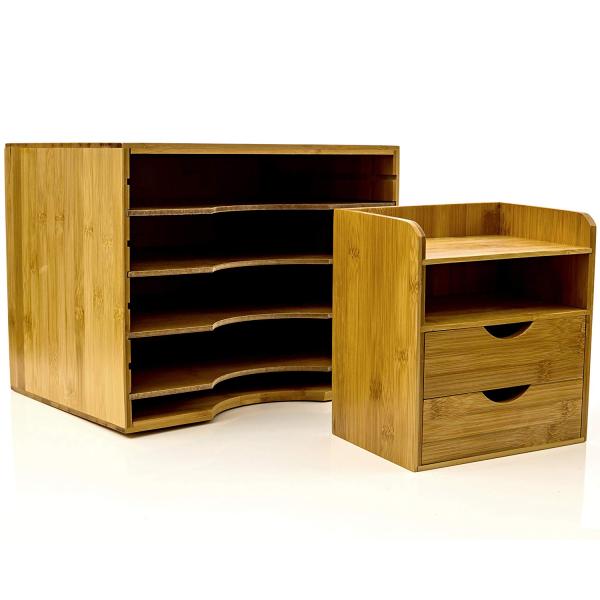 Desk Organizer Caddy for Office Supplies Pen Holder & Desk Accessories	Bamboo Office Supplies