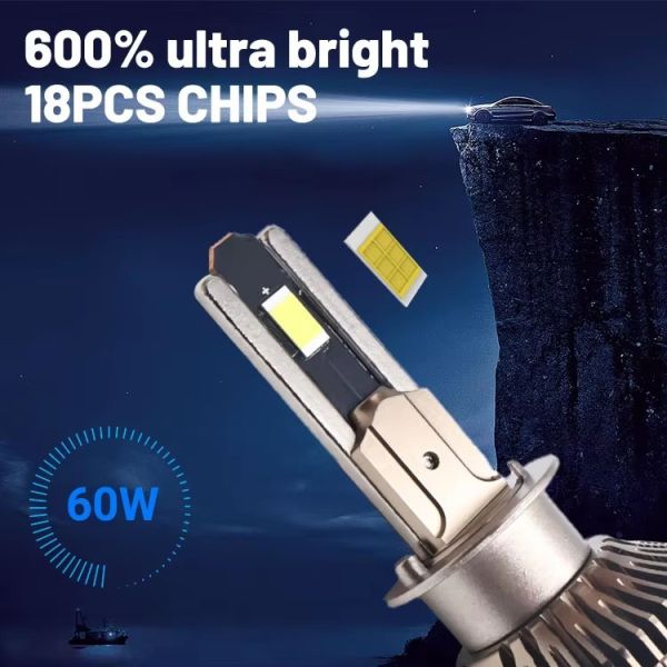 120W Per Pair H1 12000LM Super Bright LED Headlight Bulb 6500K Canbus Auto Lamp Plug & Play for Cars SUVs Trucks 12V-24V OEM