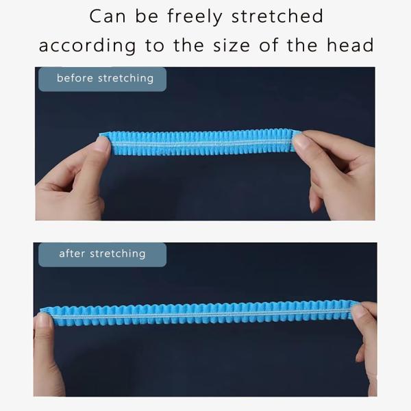 Blue Disposable Nonwoven Bouffant Caps Hair Net Hair Sleeves With Swivel Side Headbands, Unisex, Perfect For Sleeping