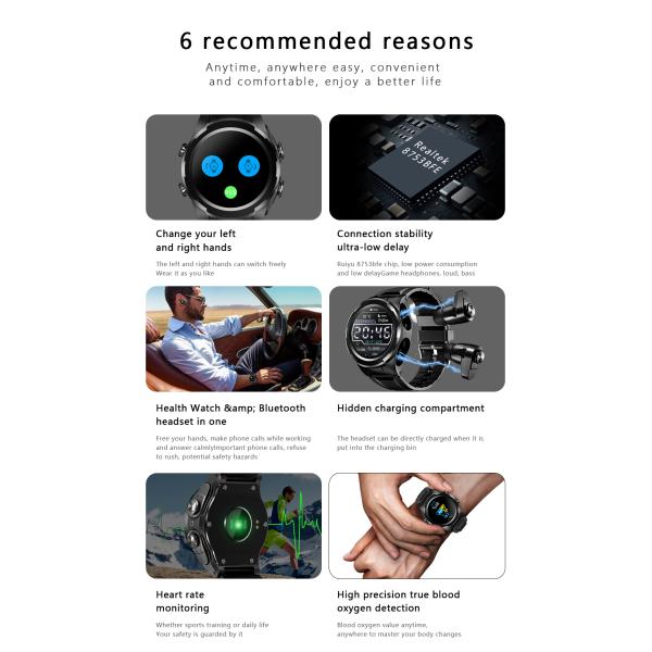 IPS Screen Wireless Earphone Smart Watch Steel Strap Smartwatch And Earbuds 2 In 1